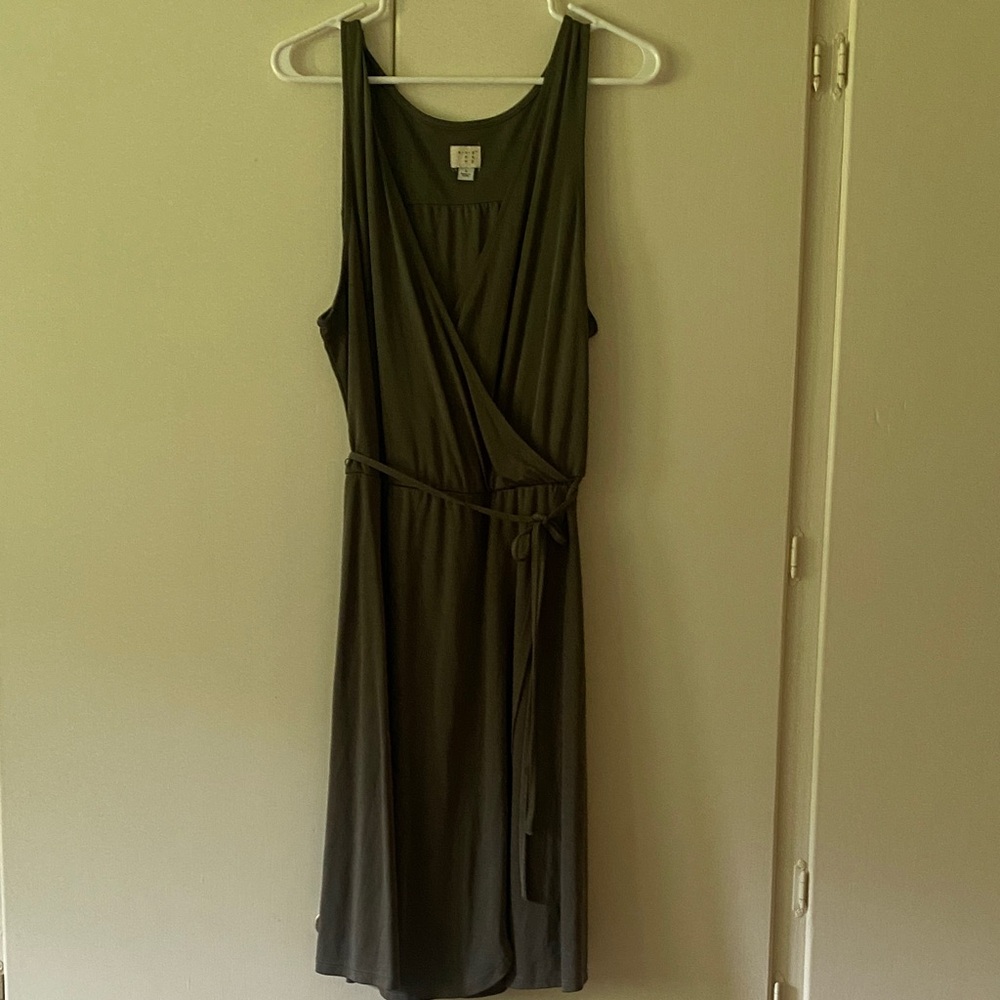 A New Day Olive Green Wrap Midi Dress
